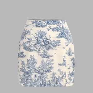 Cider Blue and White Mini Pencil Skirt